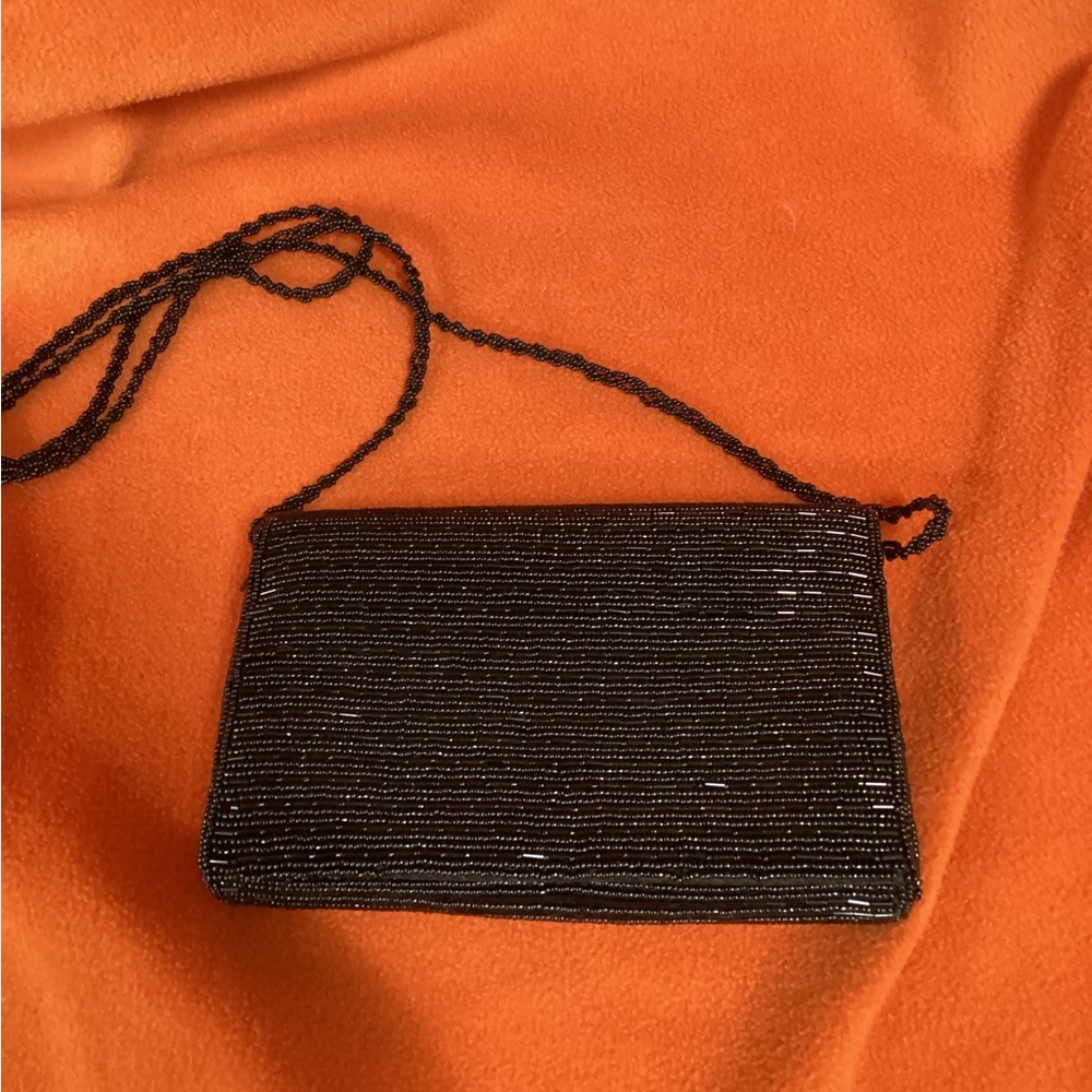 Elegant Black Beaded Clutch
